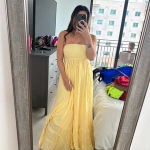 REVOLVE Strapless Yellow Maxi Dress